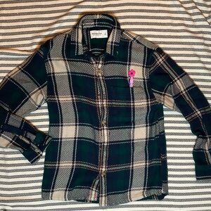 Abercrombie & Fitch Navy and‎ Green Plaid Shirt